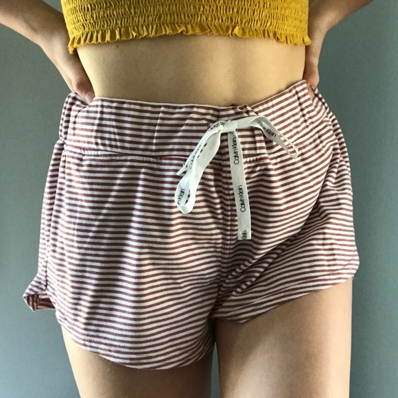 Calvin Klein Mauve Striped Sleep Shorts M - Picture 2 of 5